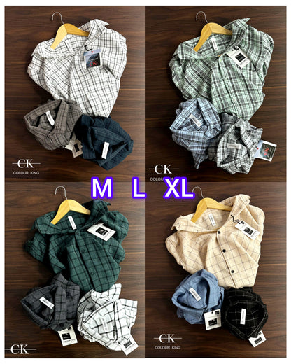 (Combo of 3)(M-38)CK Linen Checked Dobby Unique Shirt Rs.1000