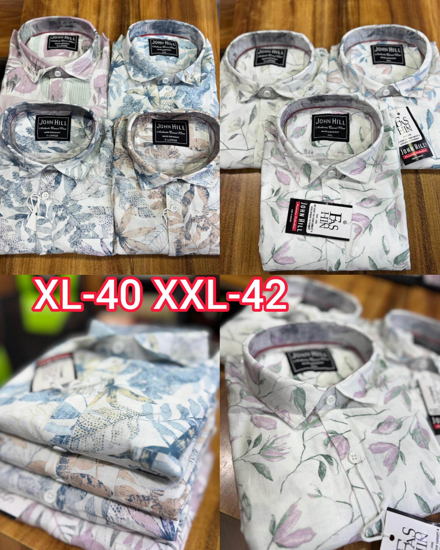 (Combo of 3) John Hill Linen Cotton Leef Design Shirt Rs.999