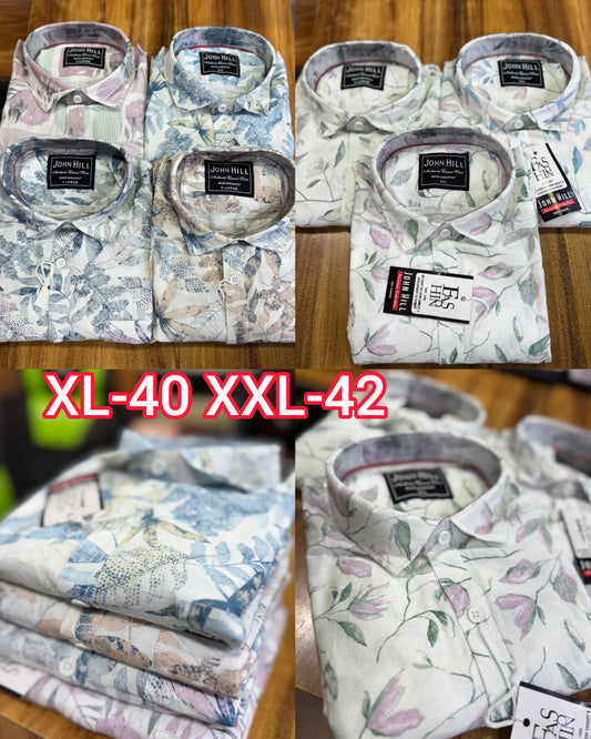 (Combo of 3) John Hill Linen Cotton Leef Design Shirt Rs.999