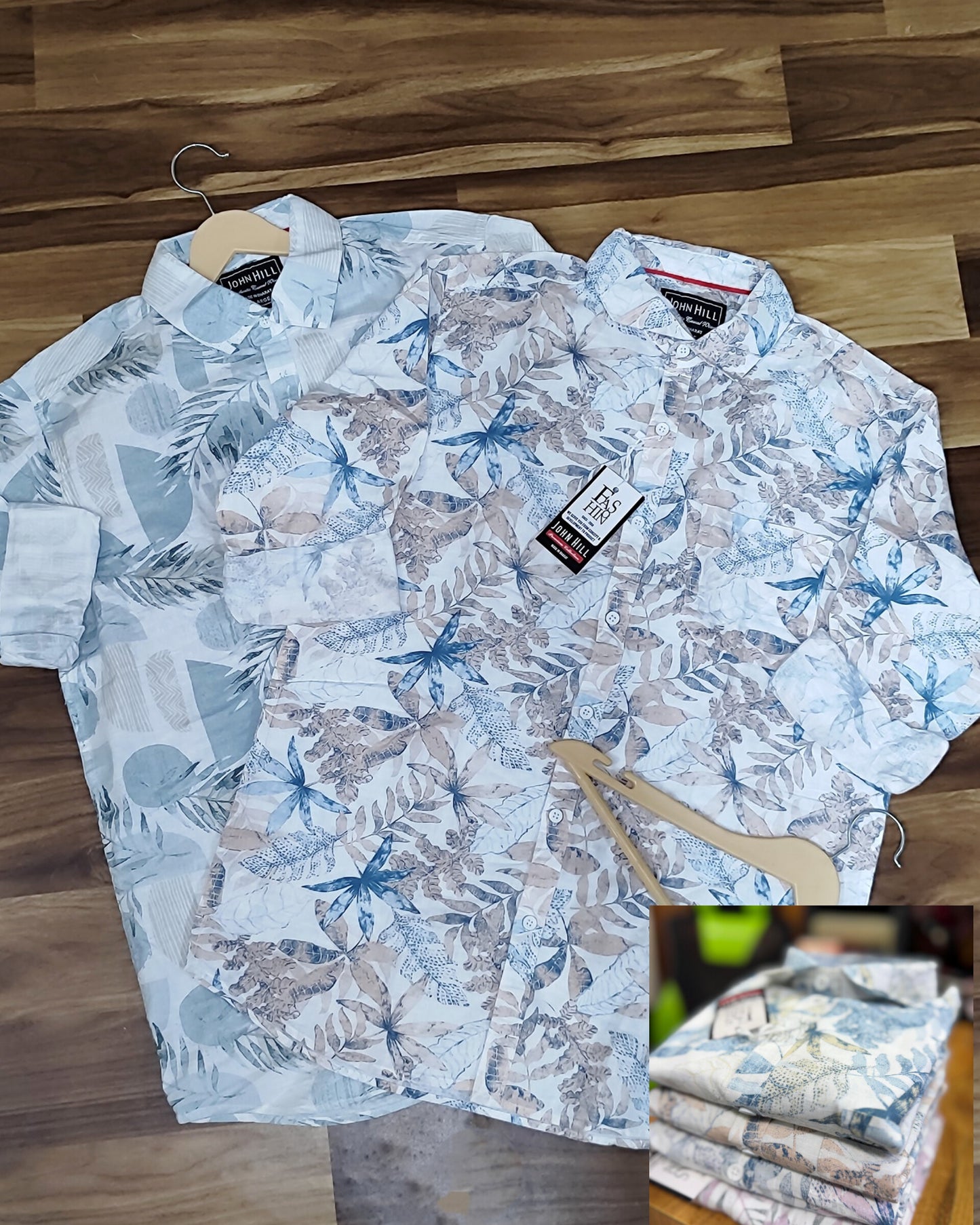 (Combo of 3) John Hill Linen Cotton Leef Design Shirt Rs.999