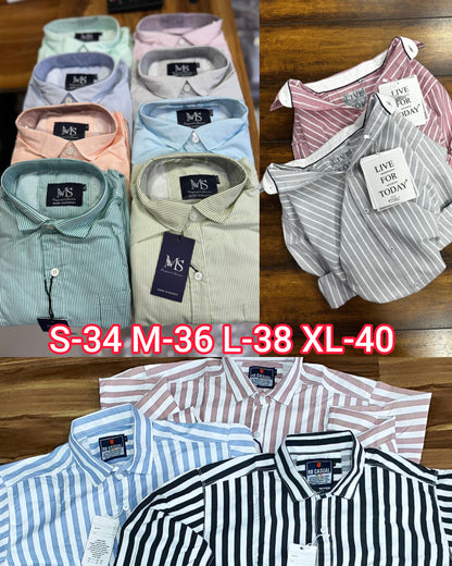 (Combo of 4) (L, 2XL) Men's Office Stripes Cotton Shirt Rs. 950