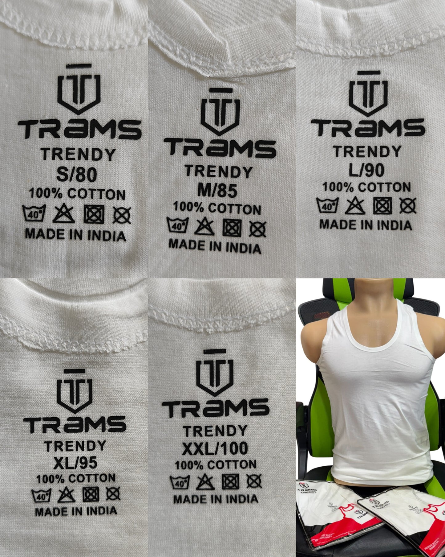 (Pack of 6) TRAMD Baniyan 100% Cotton Sleeveless Regular Fit Vest Rs 499