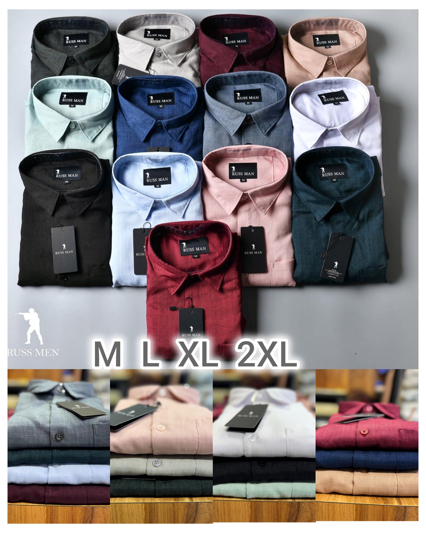 (Combo of 3) CK & RussMan Linen Dobby Plain Shirt Rs.1099