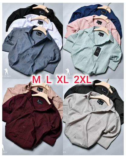 (Combo of 3) RussMan KorianLinen Dobby Plain Shirt Rs.1100