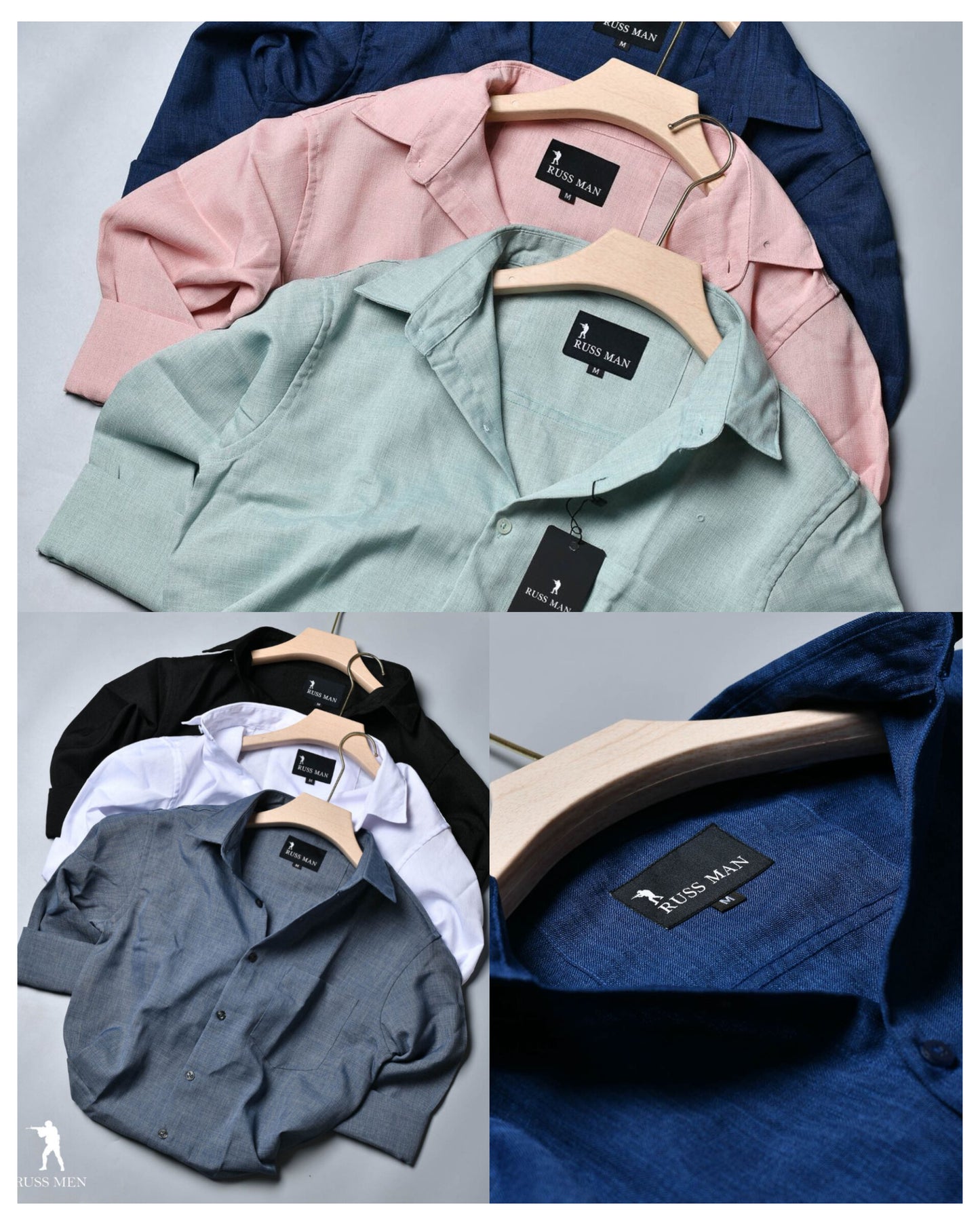 (Combo of 3) CK & RussMan Linen Dobby Plain Shirt Rs.1099