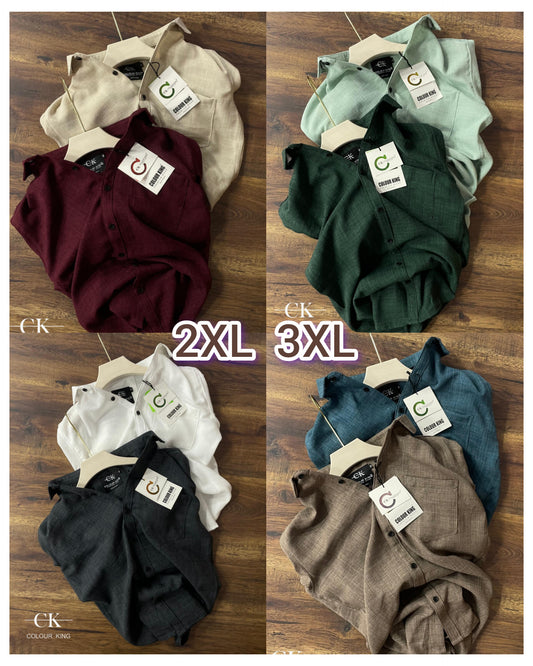 (Combo of 3) (2XL, 3XL) CK Linen Dobby Plain Shirt Rs.1150