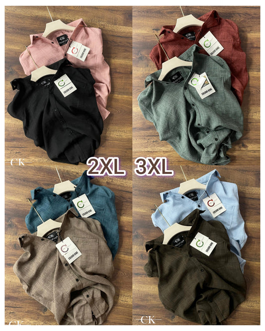 (Combo of 3) (2XL, 3XL) CK Linen Dobby Plain Shirt Rs.1150