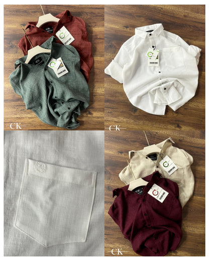 (Combo of 3)(2XL,3XL) CK Korian Linen Dobby Plain Shirt Rs.1150