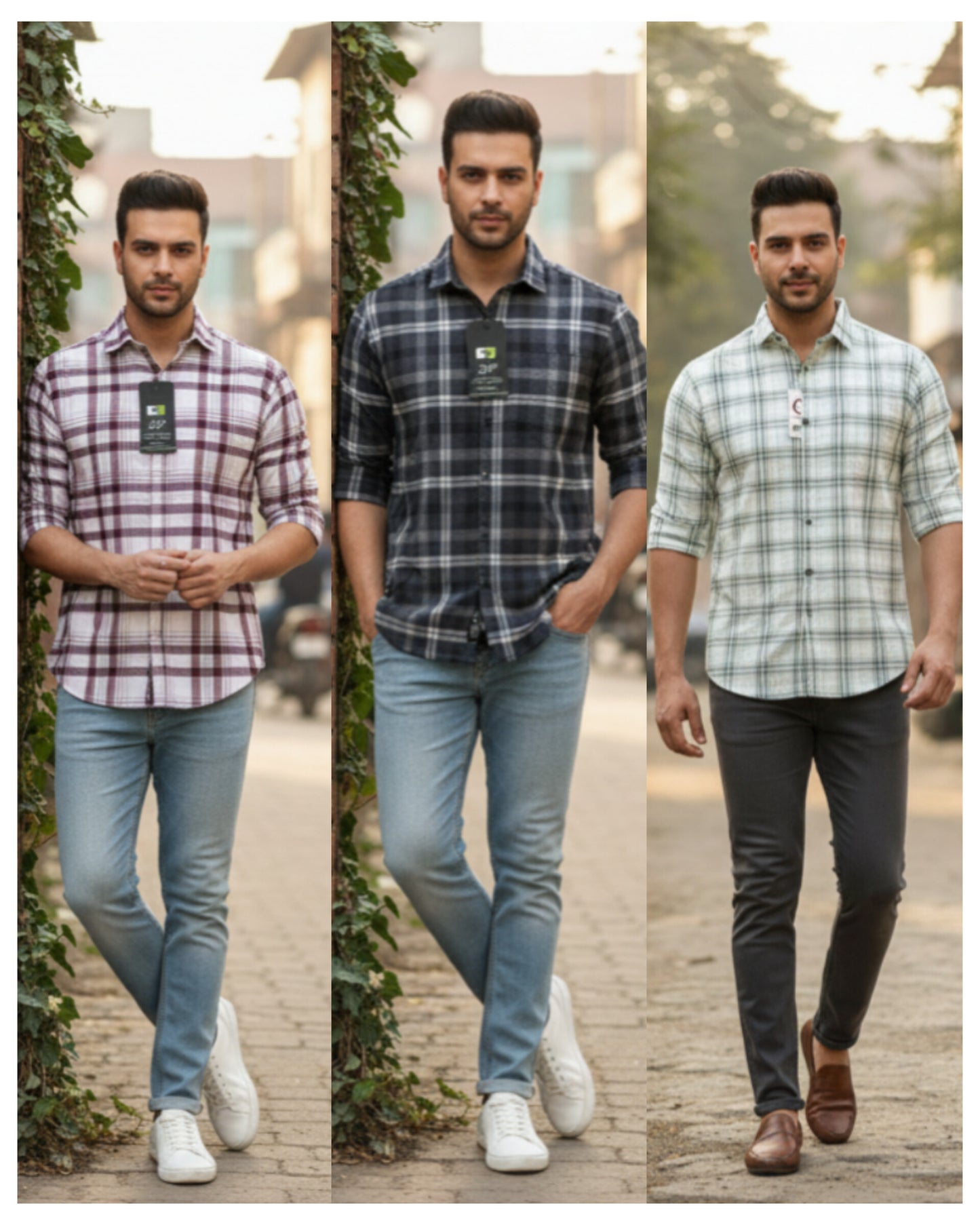 (Combo of 3) 2XL to 4XL DP Pure Cotton Checked Shirt Rs.1099