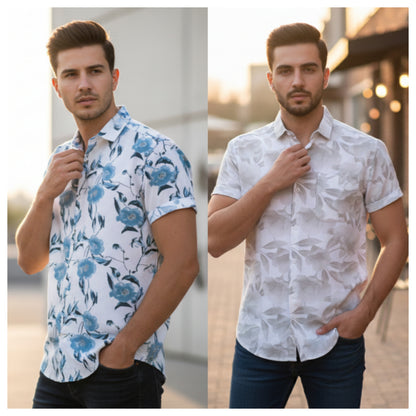 (Combo of 3) Rayon 100% Cooling Cotton Half Sleeve Printed Shirts Rs. 900