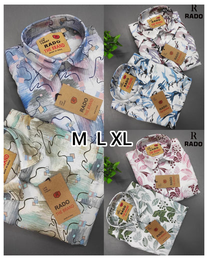 (Combo of 3) RedDot Korian Linen Double Shoulder Digital Printed Shirt Rs.1050