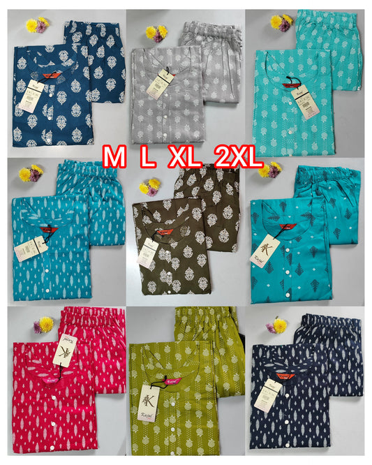 Pack of 3 Kajal Women Pure Cotton Kurthi TOP+PANT Rs. 1200