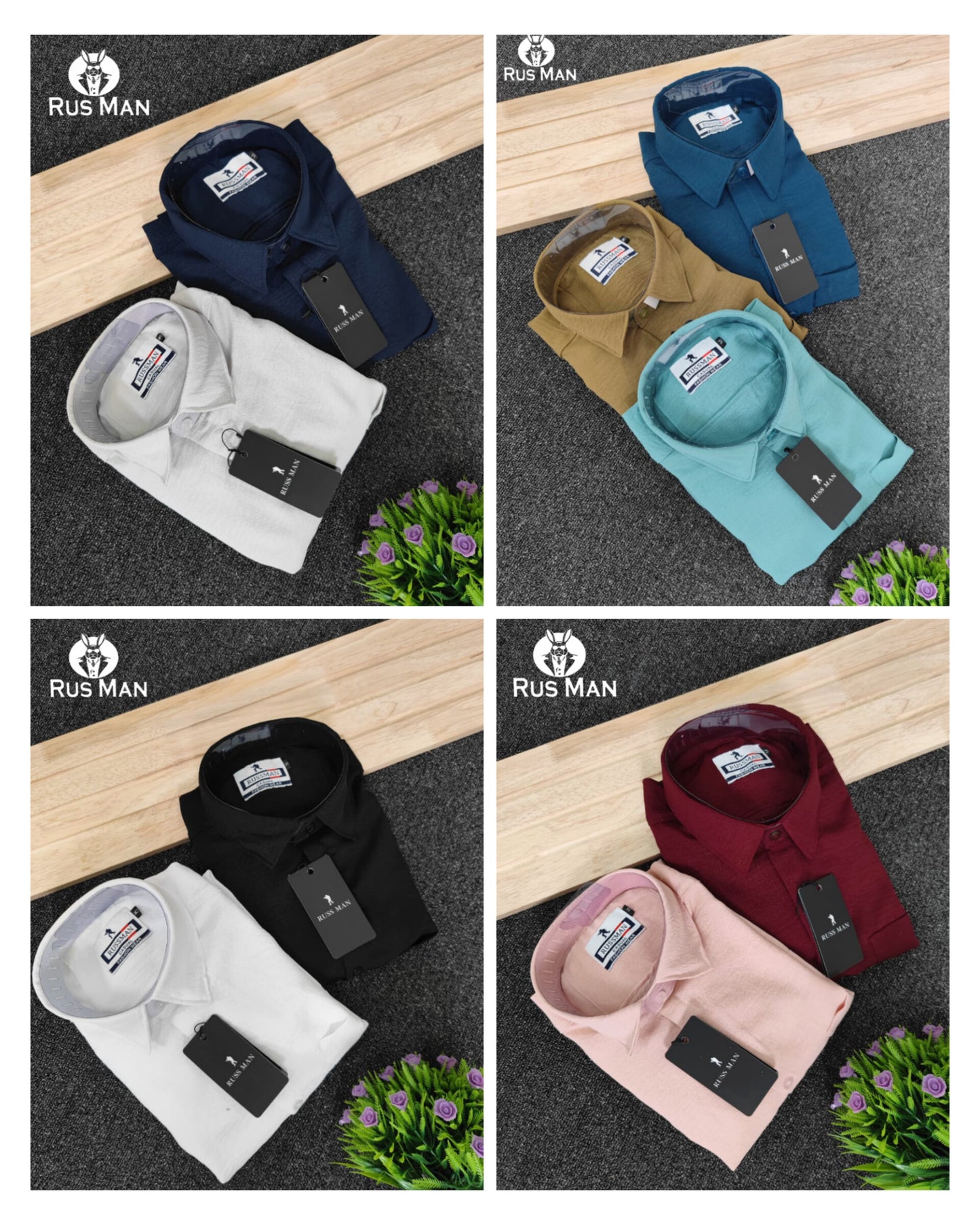 (Combo of 3) RussMan CEY Crush Import Cotton Plain Shirts Rs. 1100