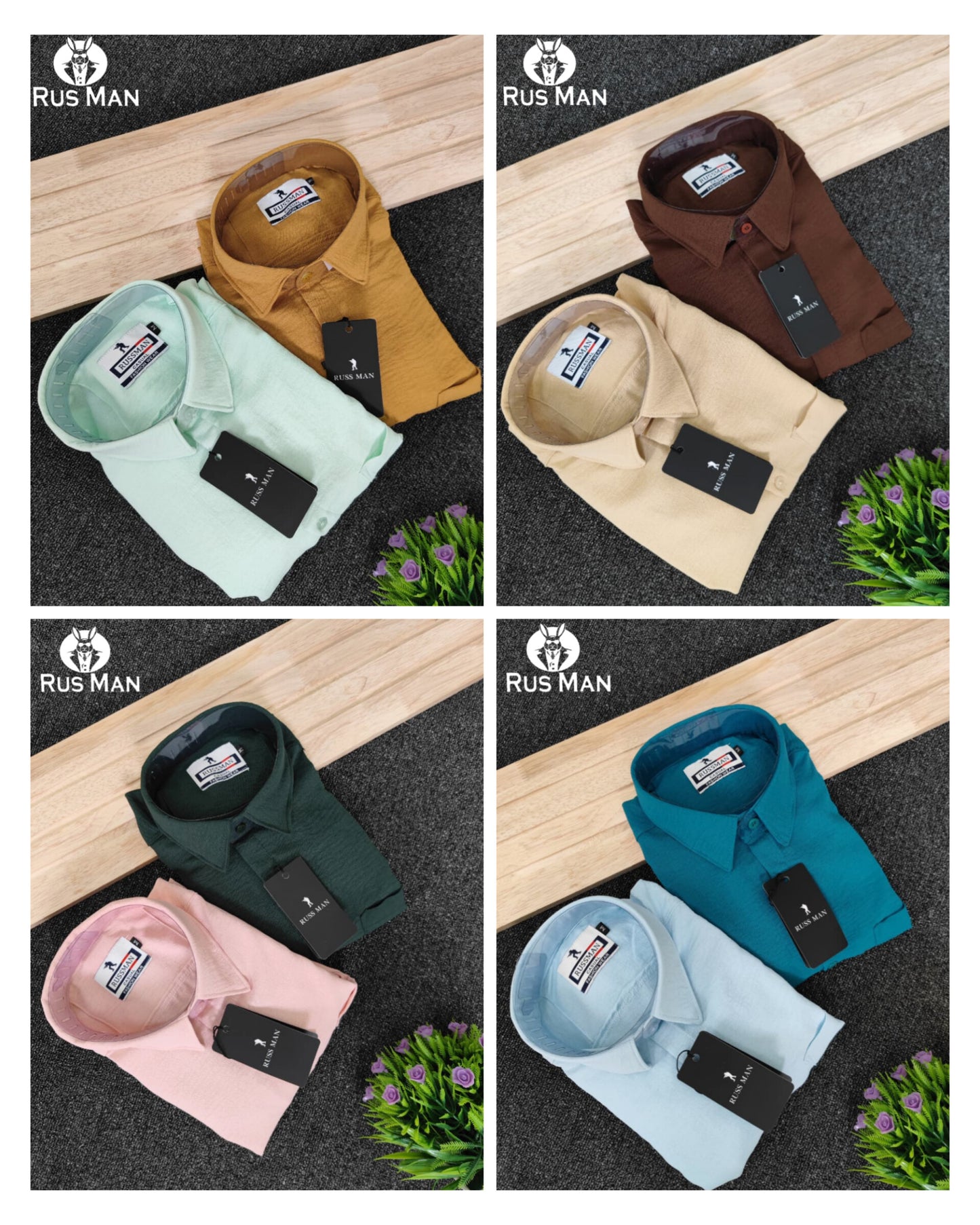 (Combo of 3) RussMan CEY Crush Import Cotton Plain Shirts Rs. 1100