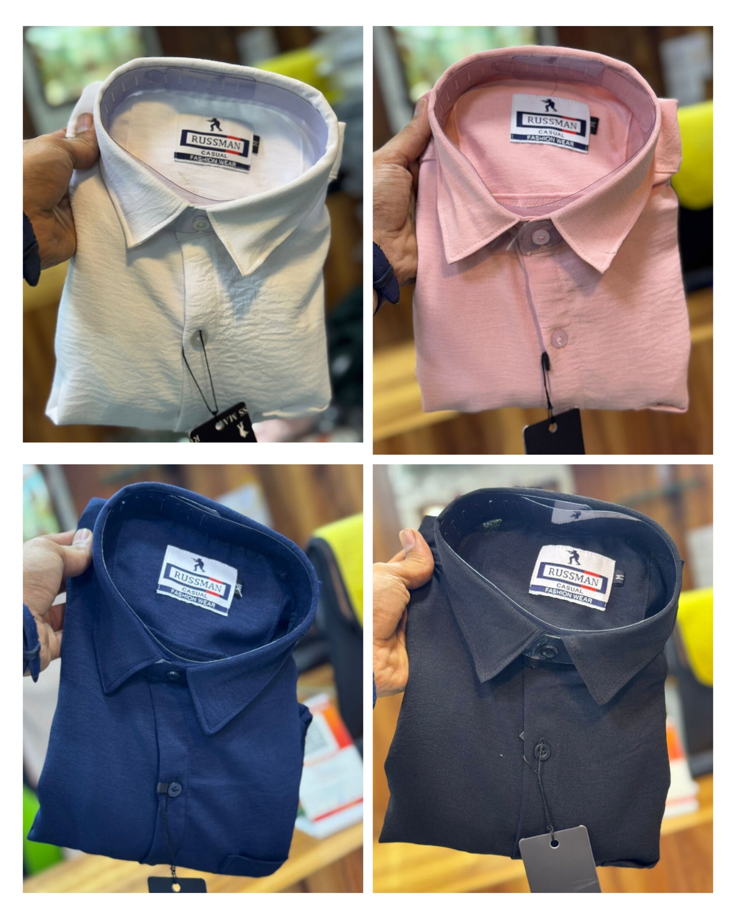 (Combo of 3) RussMan CEY Crush Import Cotton Plain Shirts Rs. 1100