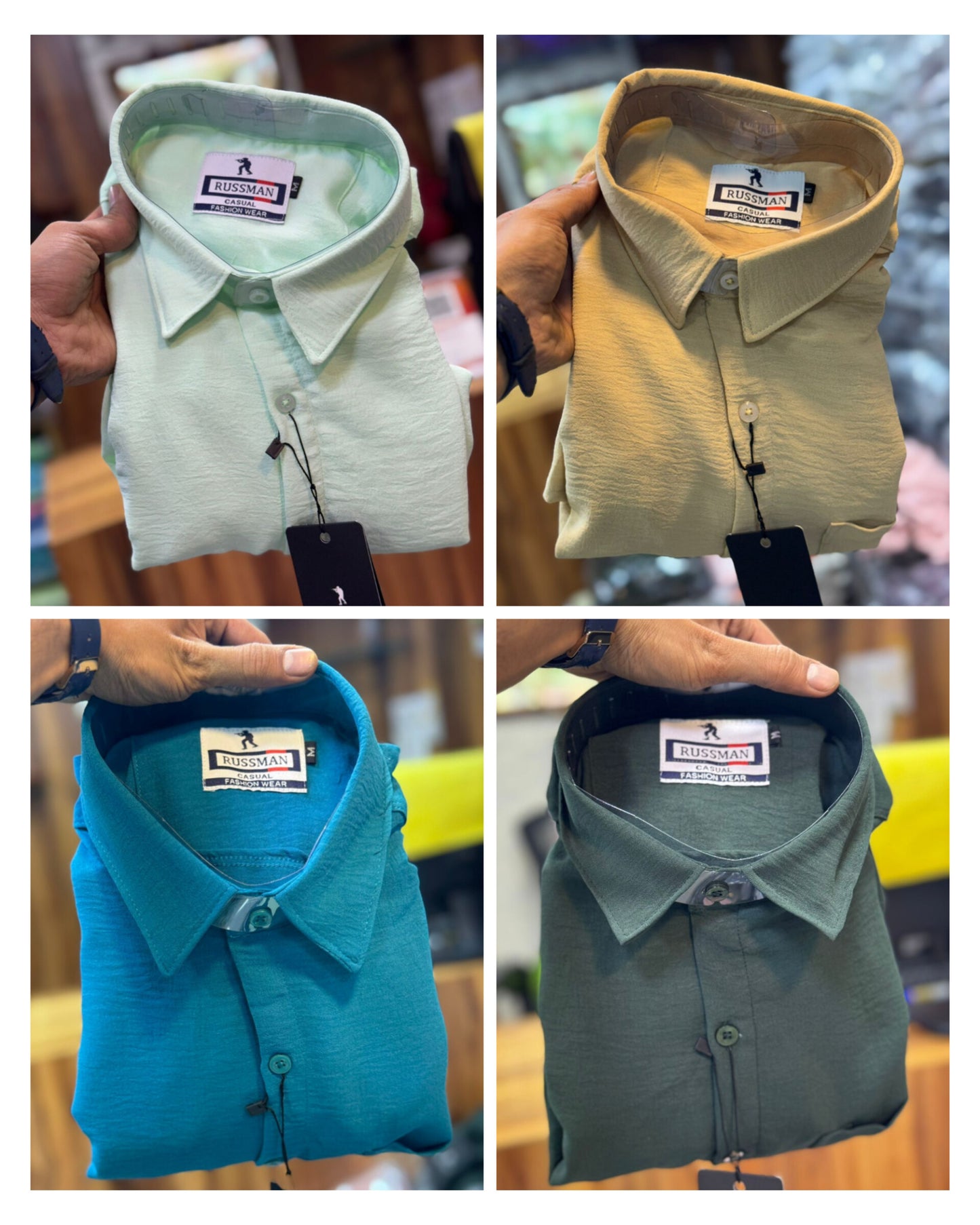 (Combo of 3) RussMan CEY Crush Import Cotton Plain Shirts Rs. 1100