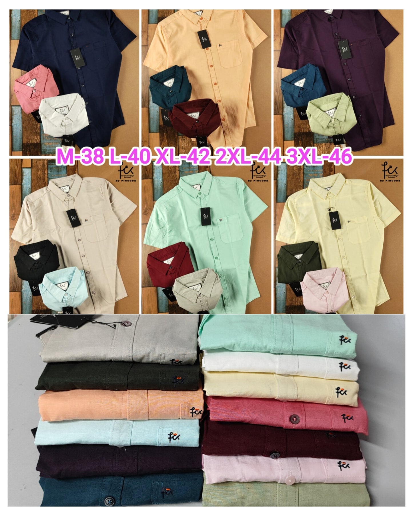 (Combo of 3) FCK 100%Pure Cotton Linen Half Sleeve Plain Shirts Rs. 1100