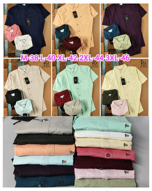 (Combo of 3)(M,L) FCK 100%Pure Cotton Linen Half Sleeve Plain Shirts Rs. 1100