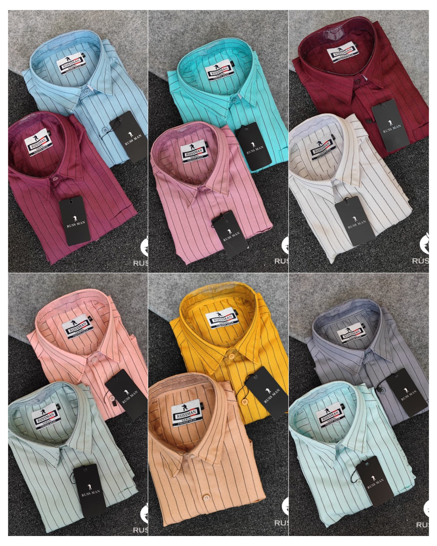 (Combo of 3)RussMan Korian Linen color Strips Shirt Rs.1050