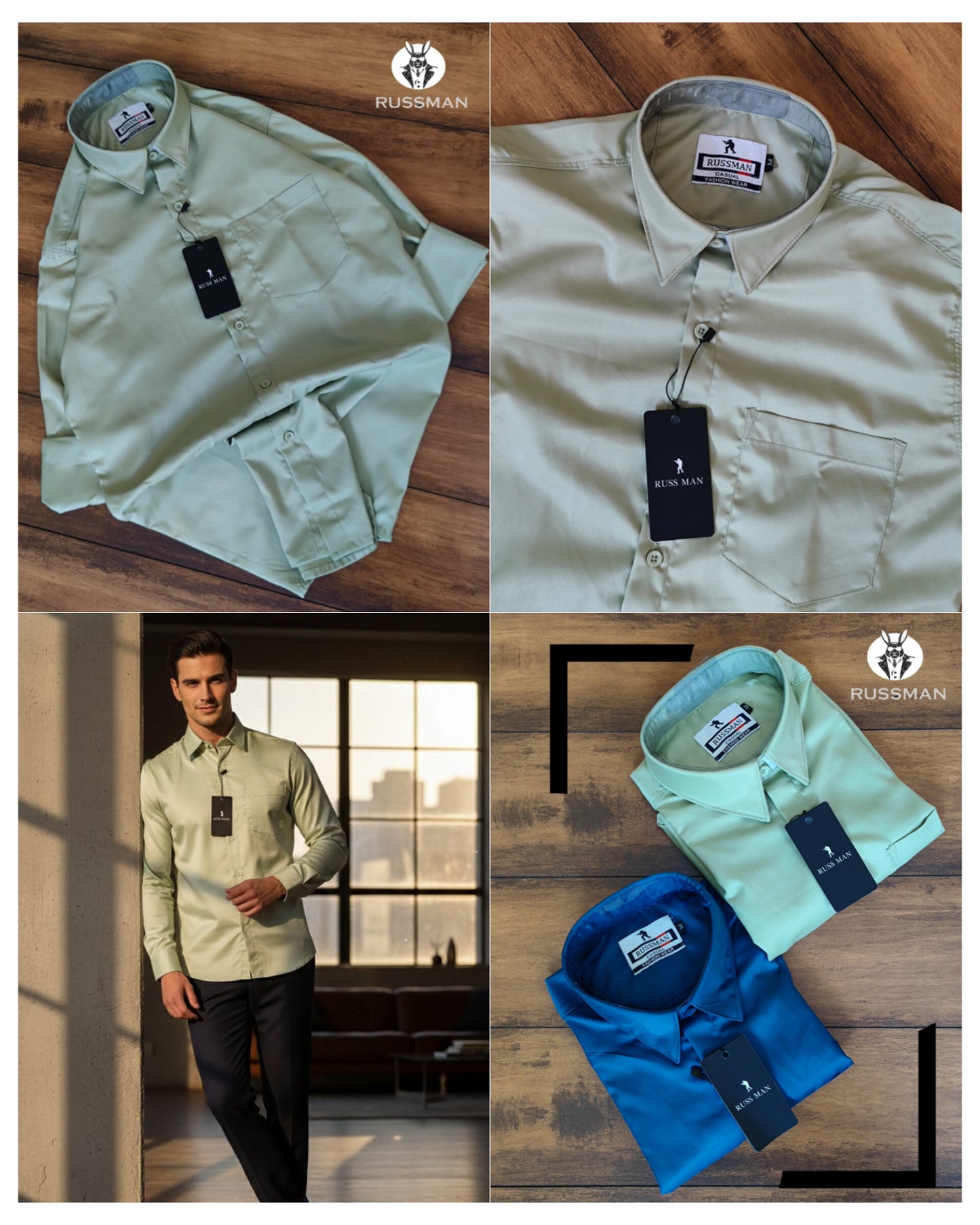 (Combo of 3)Russman Satin Silk Shirt Men's Regular Fit Rs. 999