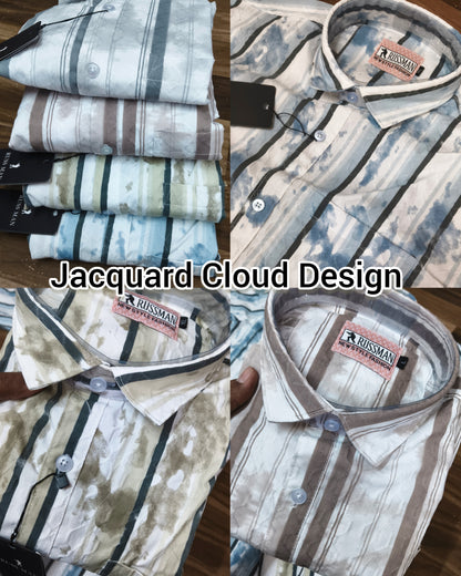 (Combo of 3) RussMan Cotton Jacquard Cloud Design Shirt Rs.1050