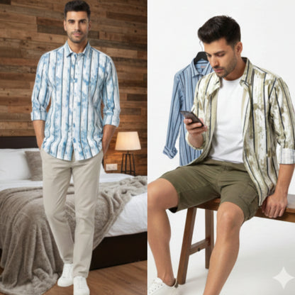 (Combo of 3) RussMan Cotton Jacquard Cloud Design Shirt Rs.1050