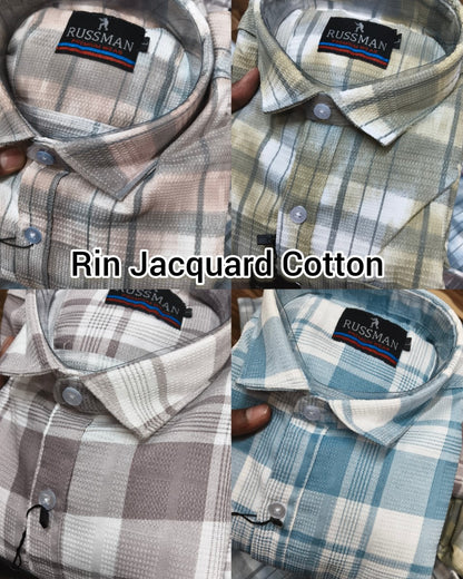 (Combo of 3) RussMan Rib Jacquard Cotton Checked Shirt Rs.1050