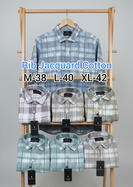 (Combo of 3) RussMan Rib Jacquard Cotton Checked Shirt Rs.1050