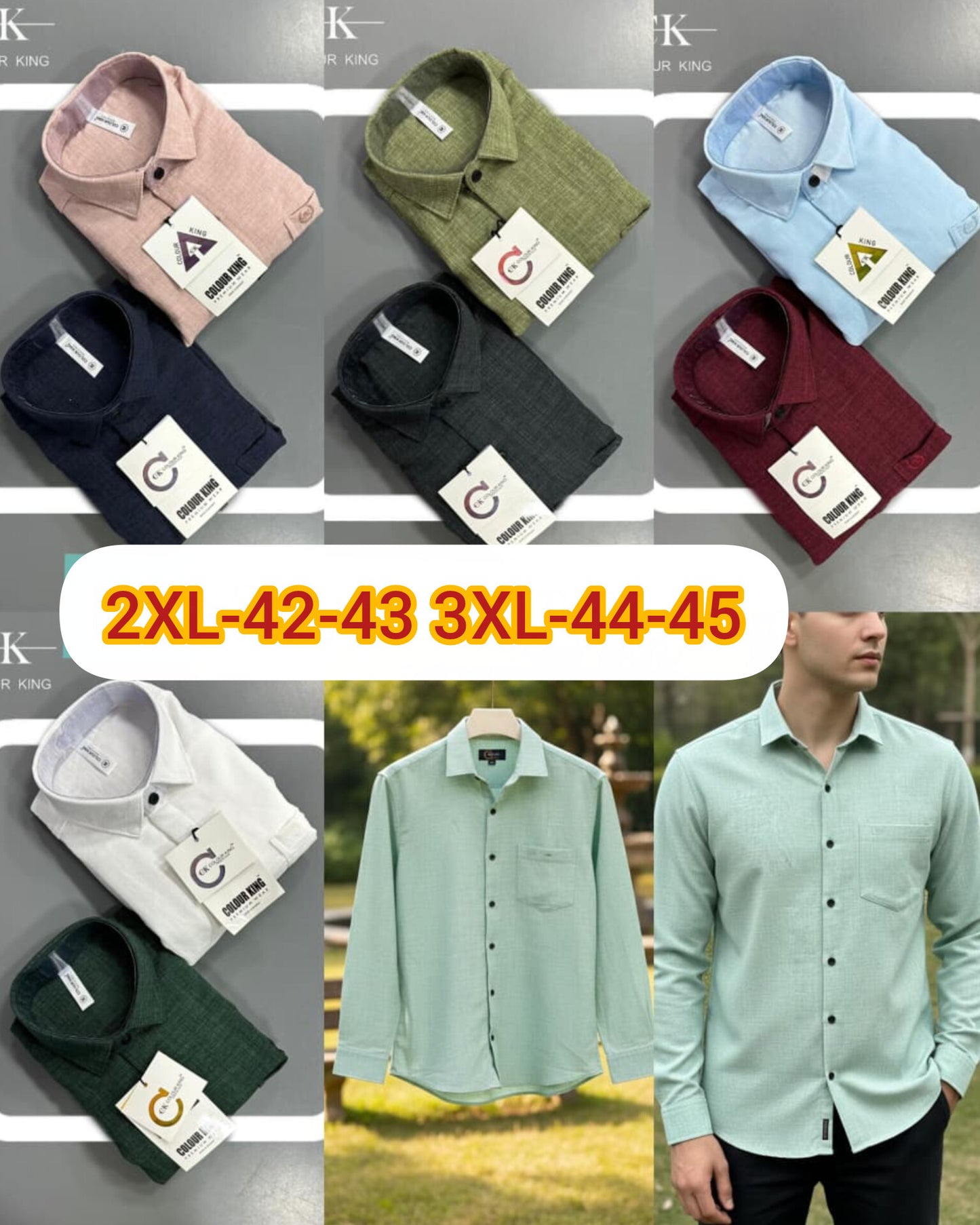 (Combo of 3)(2XL, 3XL)CK Linen Korean Plain Shirt Rs.1150