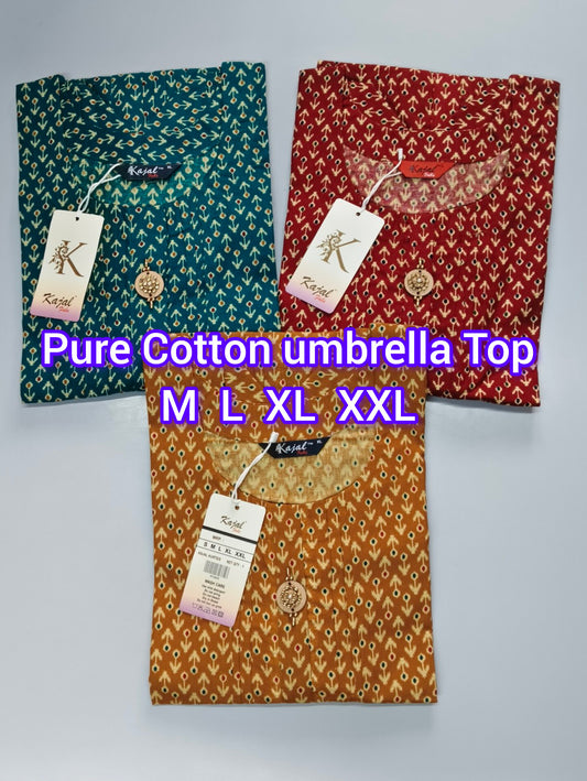 Pack of 2 Kajal Umbrella PureCotton Kurthi TOP Only Rs. 1000