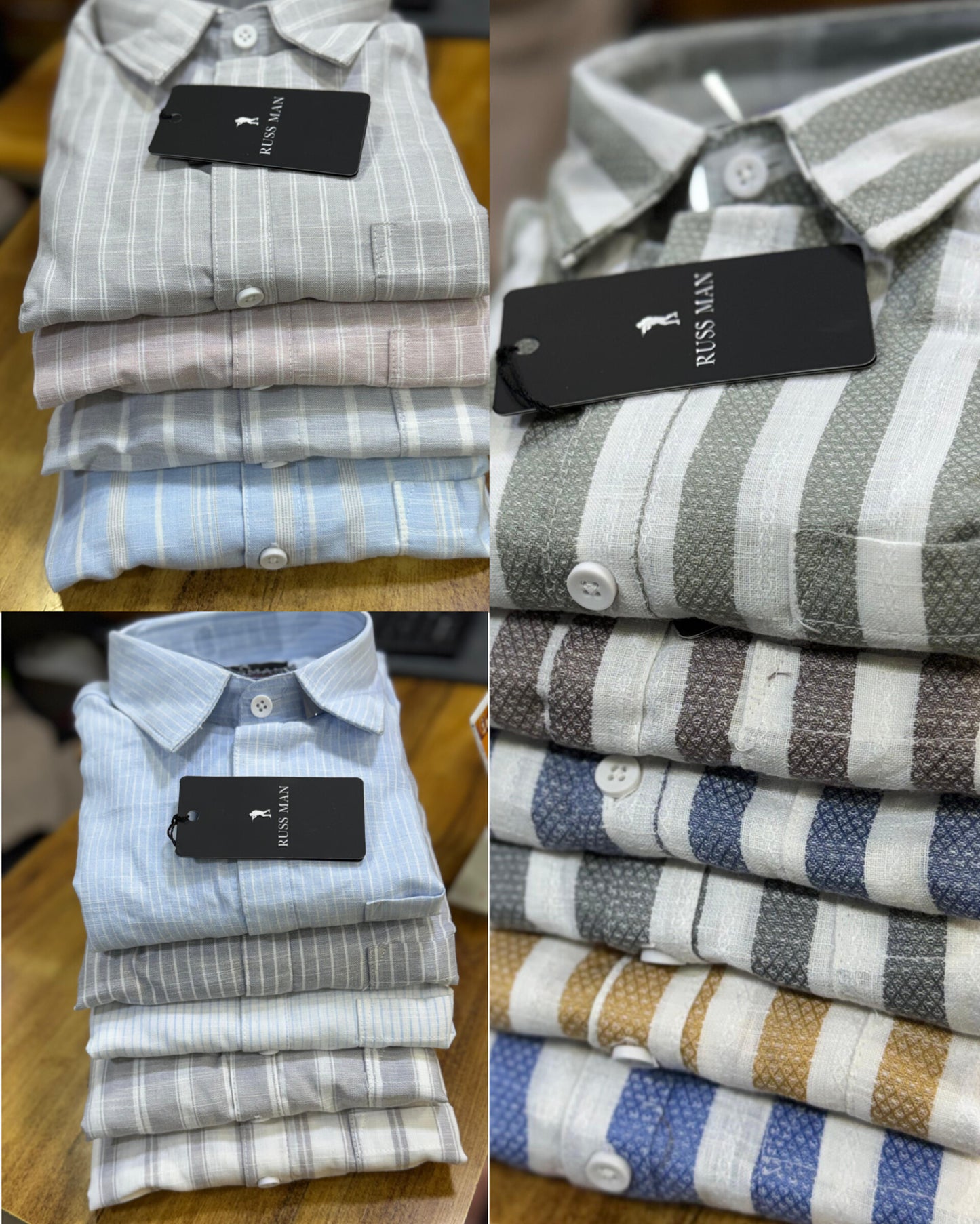 (Combo of 3)RussMan 💯 Pure Cotton Linen Strips Shirt Rs. 1150