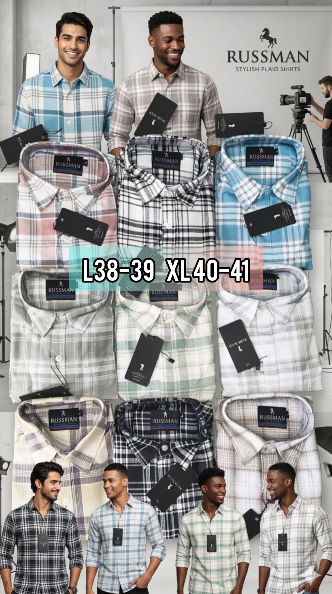 (Combo of 3) Russman Waffle Oxford Cotton Checked Shirt Rs. 1000