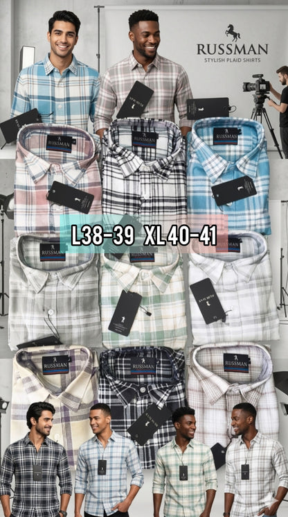 (Combo of 3) Russman Waffle Oxford Cotton Checked Shirt Rs. 1000
