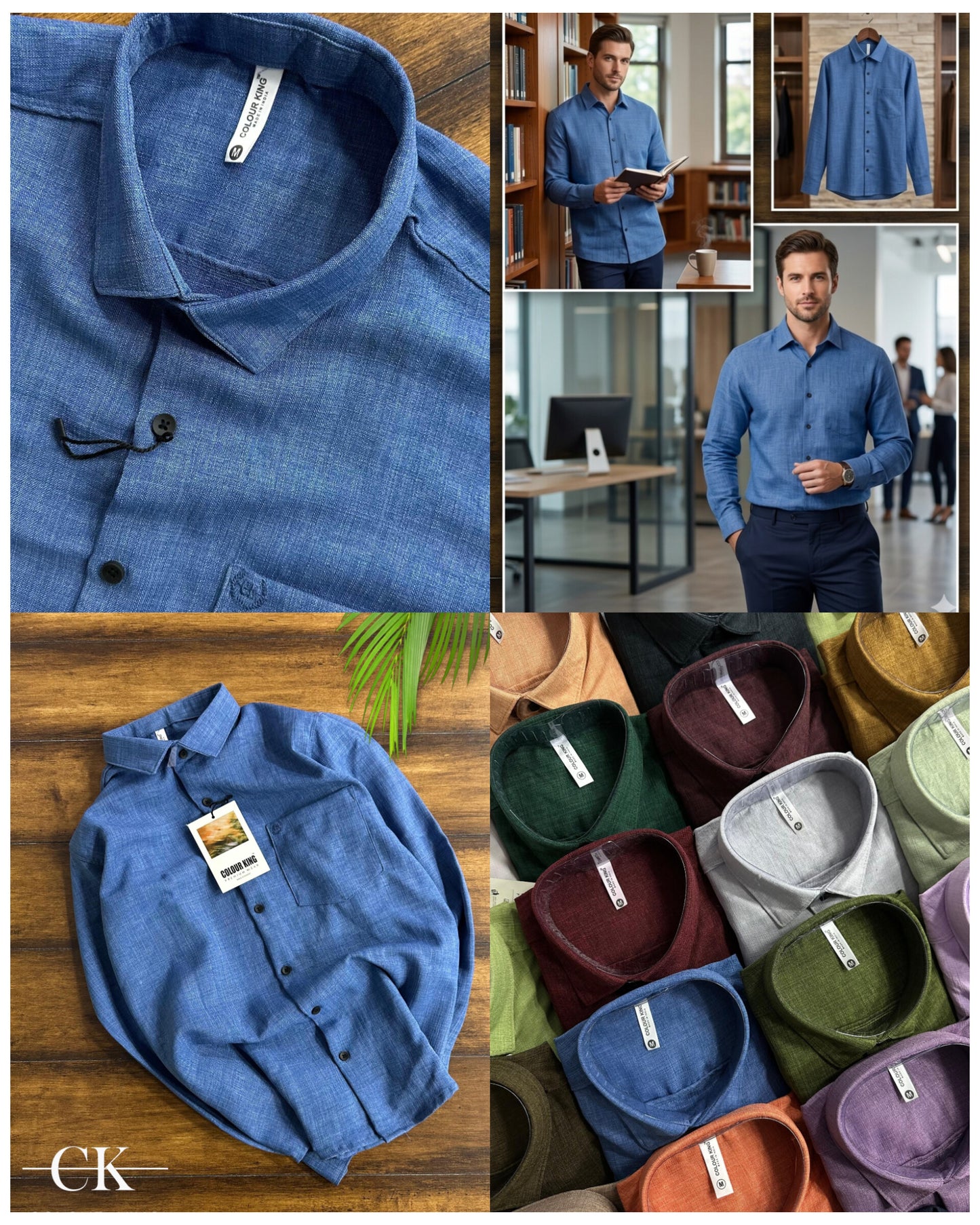 (Combo of 3) CK Linen Korean Fancy Plain Shirt Rs.1100