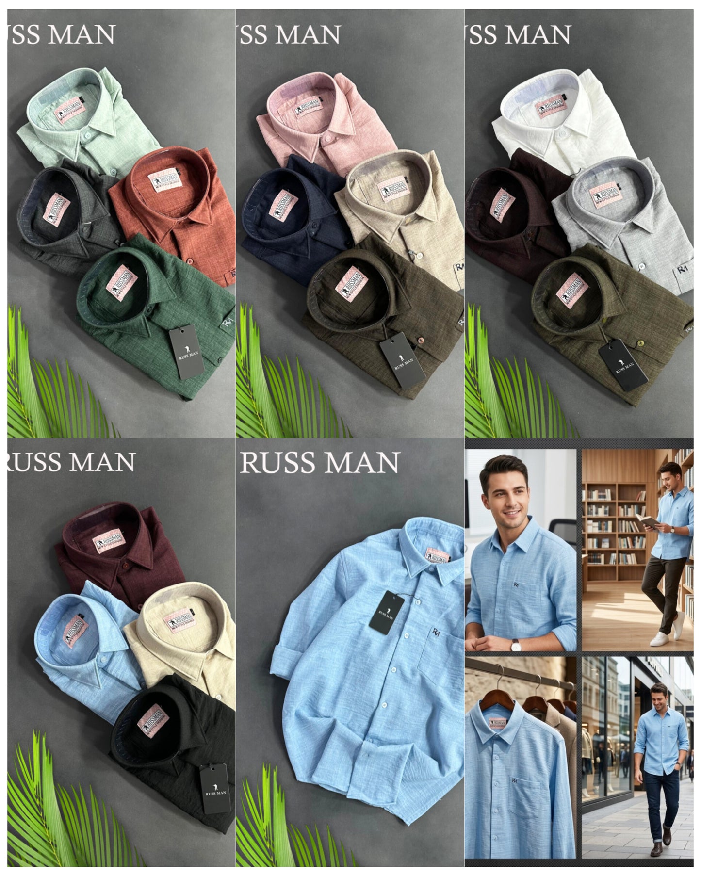 (Combo of 3) RussMan Full Sleeve Crepe Import Lenin Plain Shirts Rs. 1100