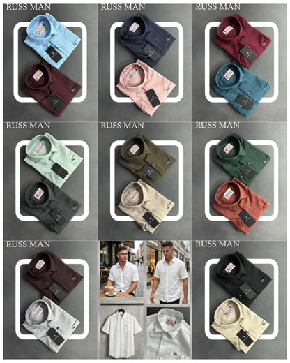 (Combo of 3) RussMan Full Sleeve Crepe Import Lenin Plain Shirts Rs. 1100