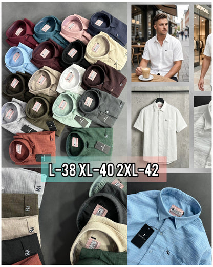 (Combo of 3) RussMan Crepe Import Lenin Plain Half Sleeve Shirts Rs. 1100