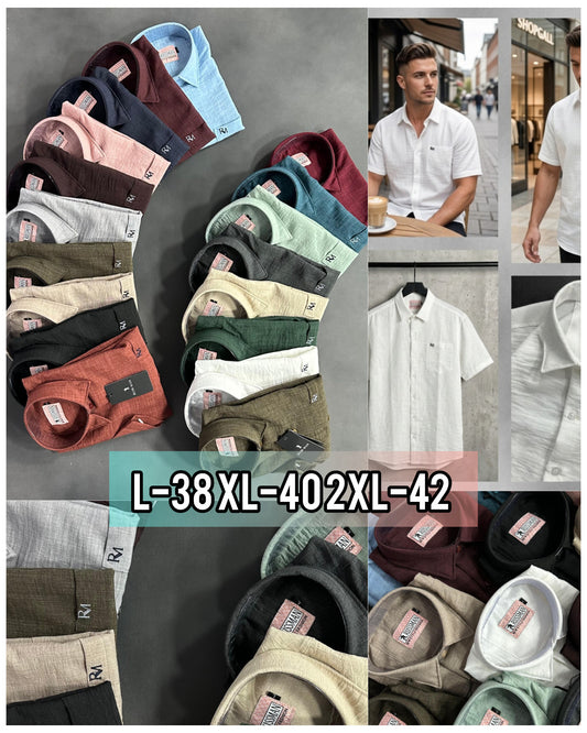 (Combo of 3) RussMan Crepe Import Lenin Plain Half Sleeve Shirts Rs. 1100