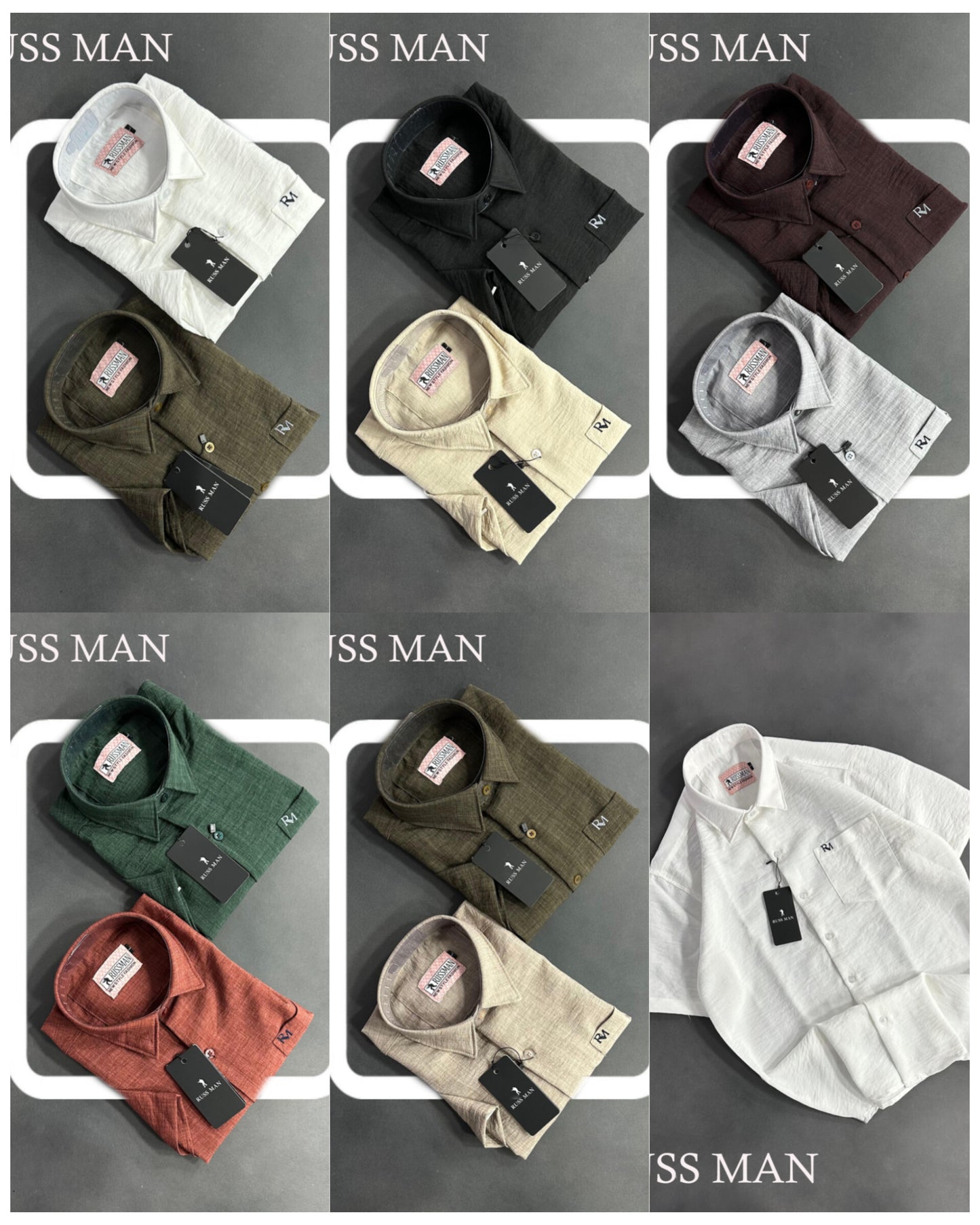 (Combo of 3) RussMan Crepe Import Lenin Plain Half Sleeve Shirts Rs. 1100