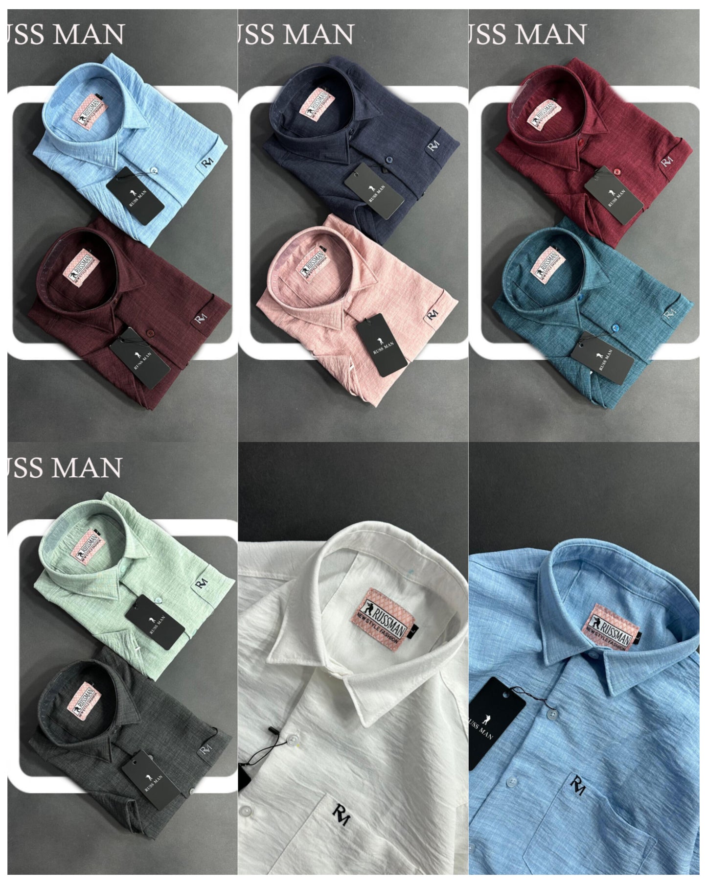 (Combo of 3) RussMan Crepe Import Lenin Plain Half Sleeve Shirts Rs. 1100