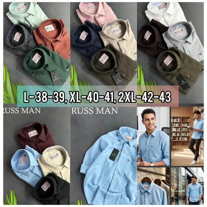 (Combo of 3) RussMan Full Sleeve Crepe Import Lenin Plain Shirts Rs. 1100