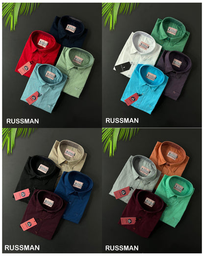 (Combo of 3) RussMan PureCotton Lenin Plain Shirts Rs. 1200
