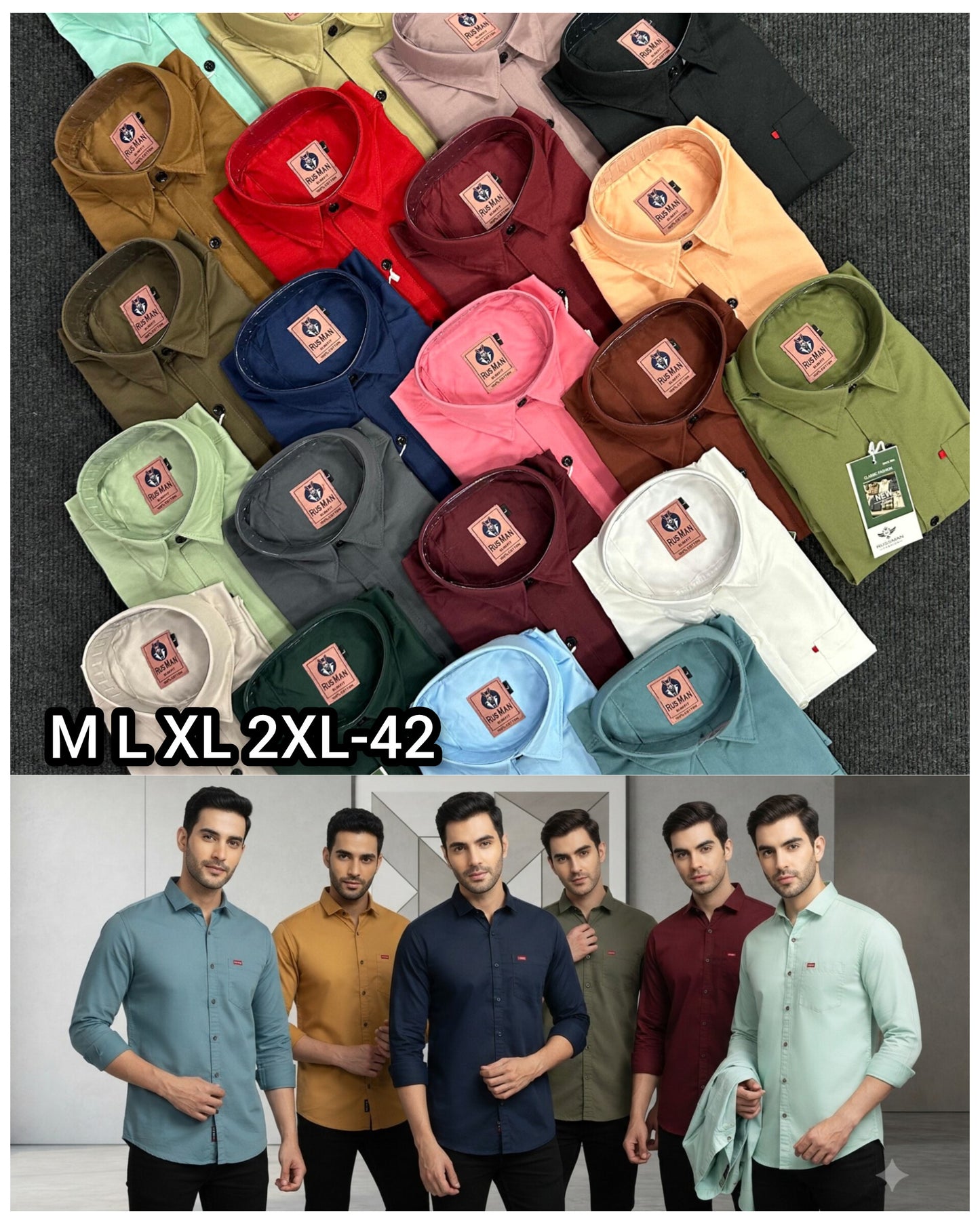 (Combo of 4) Russman Laffer Cotton Plain shirt Rs. 1000