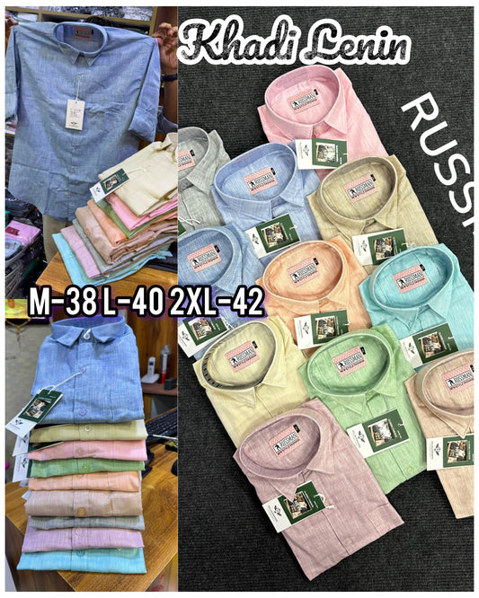 (Combo of 3) khadi Shade Russman Cotton Lenin Full Hand Plain Shirts Rs. 1150