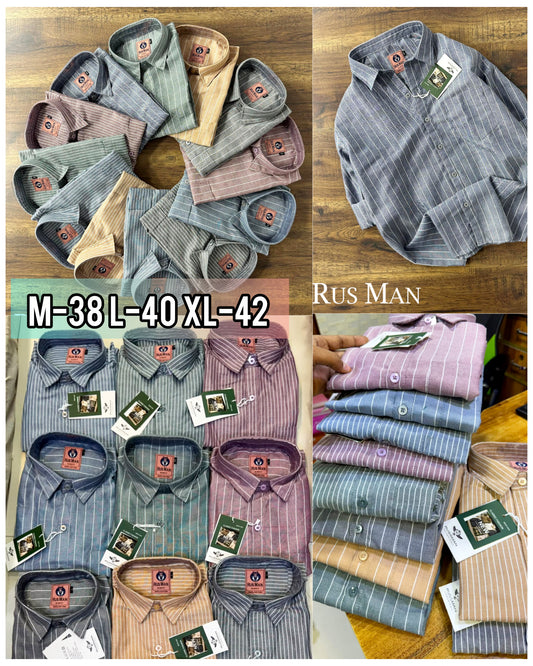 (Combo of 3) Oxford Stripes Russman Pure Cotton Shirt Rs. 1070