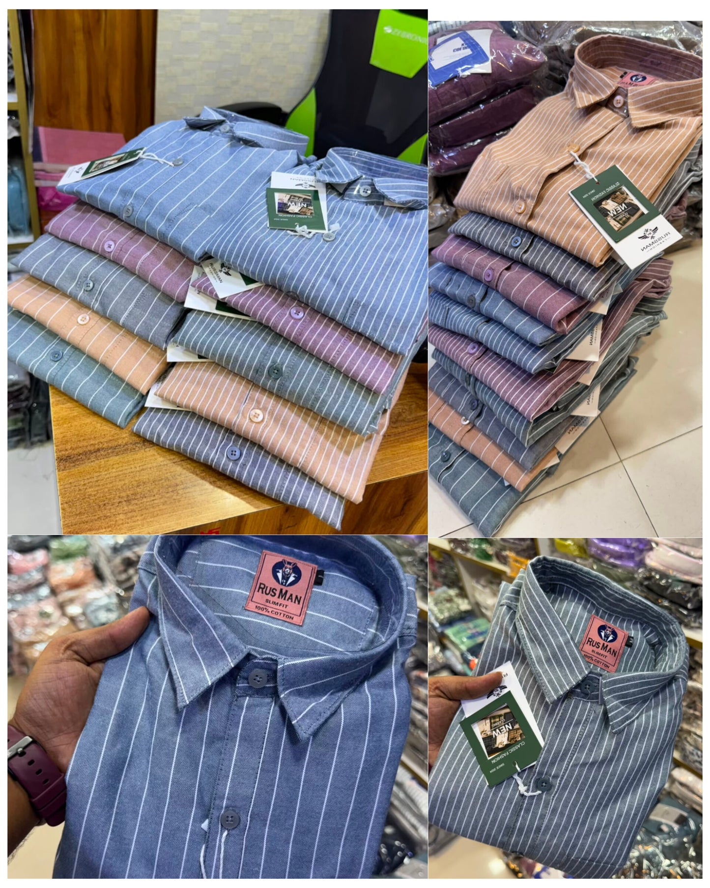 (Combo of 3) Oxford Stripes Russman Pure Cotton Shirt Rs. 1070