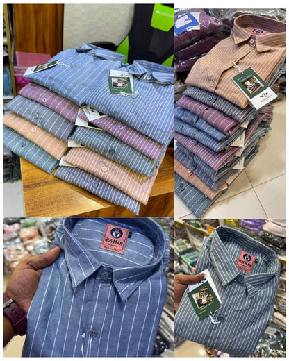 (Combo of 3) Oxford Stripes Russman Pure Cotton Shirt Rs. 1070