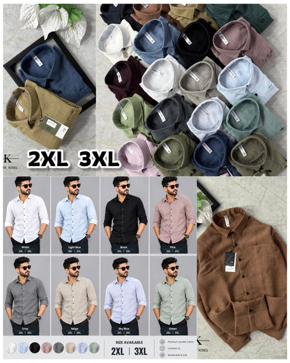 (Combo of 3)(2XL, 3XL)CK Linen Korean Plain Shirt Rs.1150