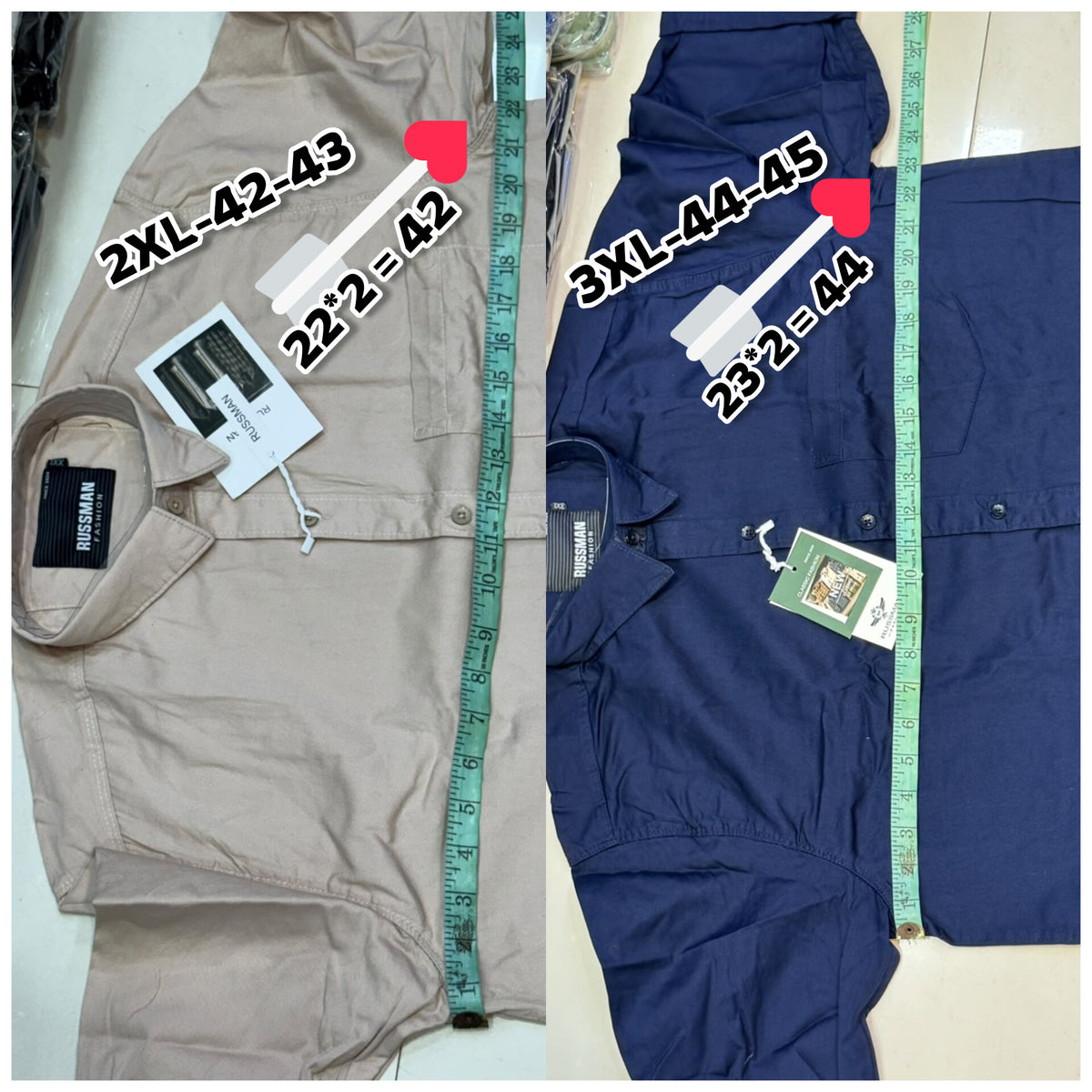 (Combo of 3)(2XL, 3XL)RussMan 100% Pure Cotton Plain Shirt Rs. 1200