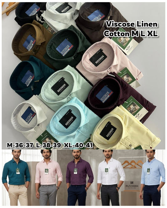(Combo of 3) Viscose Premium RM Pure Cotton Linen Plain Shirt Rs. 1200